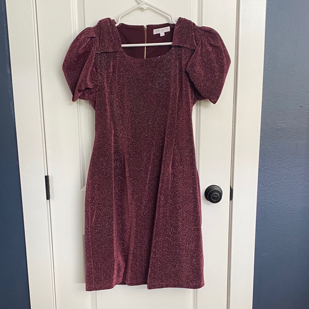 Ivy City Nina bow dress L in WINE